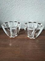 2 zware waxine lichten glas, Antiek en Kunst, Ophalen of Verzenden
