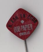 Zwolle oud papier Kan en Zn speldje, Verzamelen, Gebruikt, Niet vindbaar, Niet vindbaar, Speldje of Pin