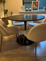 Zwarte ronde eettafel met 4 teddystoelen, Huis en Inrichting, Complete eetkamers, Ophalen of Verzenden, Zo goed als nieuw