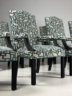 8x Eetkamerstoel blauw grijs klassiek, Huis en Inrichting, Stoelen, Ophalen, Blauw, Zo goed als nieuw, Stof
