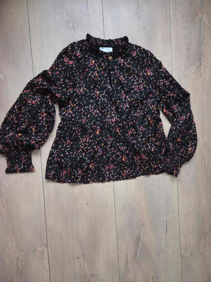 Lollys Laundry Bloemen Blouse - Maat L, Kleding | Dames, Blouses en Tunieken, Zo goed als nieuw, Maat 42/44 (L), Zwart, Ophalen of Verzenden