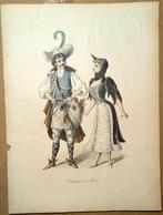 Prent Chasseur et Merle - jager en merel - carnaval, Antiek en Kunst, Kunst | Litho's en Zeefdrukken, Ophalen of Verzenden