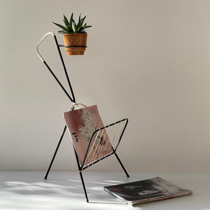 Deens vintage design LECTUURREK planten-standaard retro MCM, Huis en Inrichting, Woonaccessoires | Overige, Gebruikt, Ophalen of Verzenden