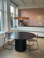 HK Living pilar zwarte ronde eettafel, Huis en Inrichting, Tafels | Eettafels, Ophalen, Gebruikt, Rond, Vijf personen of meer