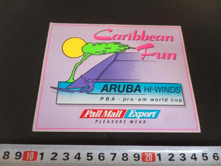 sticker Caribbean Fun ARUBA Hi-Winds Pall Mall Export, Verzamelen, Stickers, Zo goed als nieuw, Ophalen
