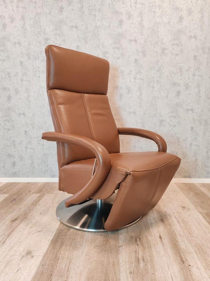 Prominent leren design relax fauteuil handmatig, Huis en Inrichting, Fauteuils, Zo goed als nieuw, Leer, 50 tot 75 cm, Minder dan 75 cm