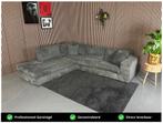 GRATIS LEVERING Ribstof Hoekbank Grijs 275x250 REFURBISHED