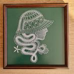 Vintage kantklos schilderijtje met lijst, Ophalen of Verzenden, Gebruikt, Overige typen