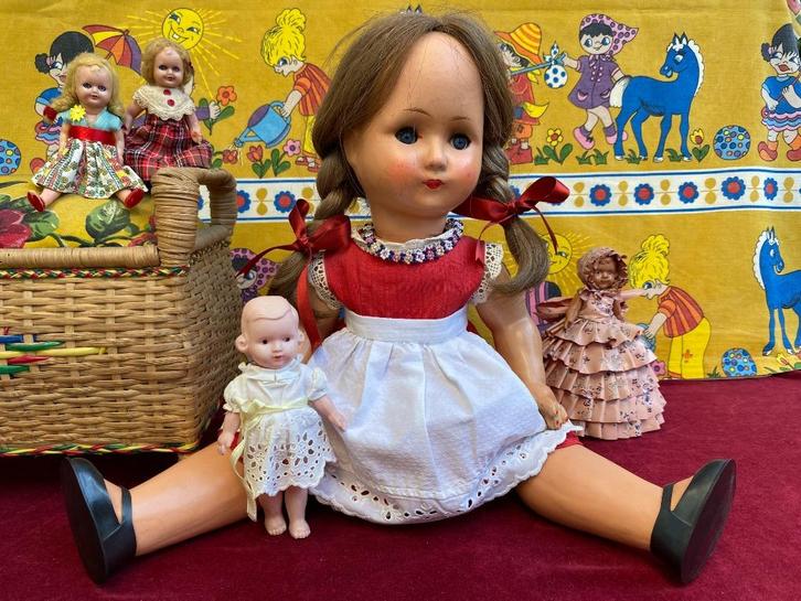 Antiek pop, papier maché, Duitsland, H50 cm, Ca 1930, Antiek en Kunst, Antiek | Speelgoed, Ophalen of Verzenden