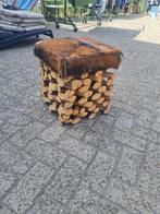 hip Uniek krukje massief hout met vacht, Minder dan 50 cm, Vierkant, Natuurlijk, Zo goed als nieuw
