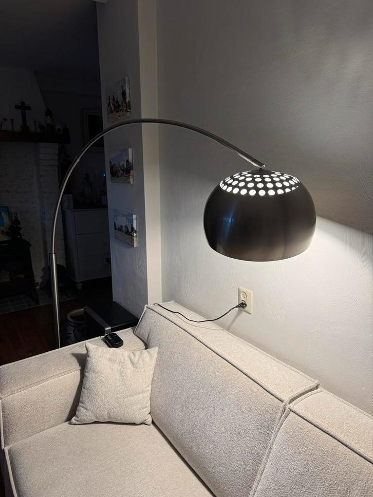 Elegante booglamp rvs dimbaar, Huis en Inrichting, Lampen | Vloerlampen, Zo goed als nieuw, 150 tot 200 cm, Metaal, Ophalen
