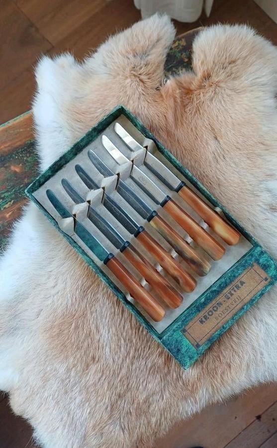 Vintage Kroon Extra Messen Set in Originele Doos, Antiek en Kunst, Antiek | Bestek, Ophalen of Verzenden