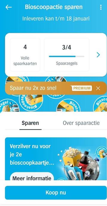 AH Bioscoopzegels 3 volle spaarkaarten. beschikbaar voor biedingen