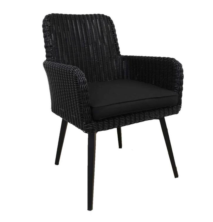 Dining tuinstoel | Black | Wicker | Niet verstelbaar, Tuin en Terras, Tuinstoelen, Zo goed als nieuw, Wicker, Verstelbaar, Ophalen of Verzenden