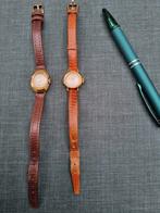 2 mini dames horloges Ray en Mechta leren band verguld, Sieraden, Tassen en Uiterlijk, Horloges | Dames, Overige merken, Staal