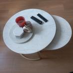 2-delige marmeren salontafel met gouden accenten, Huis en Inrichting, Tafels | Salontafels, Ophalen, Rond, Zo goed als nieuw, Modern