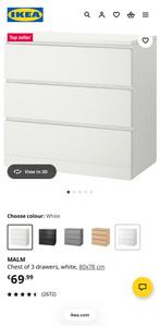 IKEA 3 drawer desser, Huis en Inrichting, Kasten | Ladekasten, Ophalen, 50 tot 100 cm, Zo goed als nieuw, Minder dan 100 cm