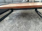 Houten Salontafel met Metalen Onderstel, Gebruikt, 100 tot 150 cm, Minder dan 50 cm, Rechthoekig