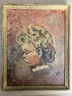 Schilderij oliverf portret meisje 1951 Jan Grobbenhaar, Ophalen of Verzenden