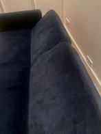 Donkerblauwe Velours bank , Slaapbank - Nieuwstaat!, Huis en Inrichting, Banken | Bankstellen, Ophalen, 100 tot 125 cm, Rechte bank