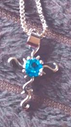 Kettingen aquamarijn steentje verschillende, Sieraden, Tassen en Uiterlijk, Kettingen, Verzenden, Nieuw, Zilver, Met hanger