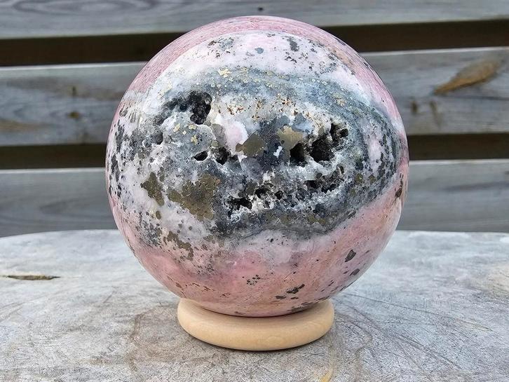 Prachtige rhodochrosiet bol 72 mm, Verzamelen, Mineralen en Fossielen, Ophalen of Verzenden