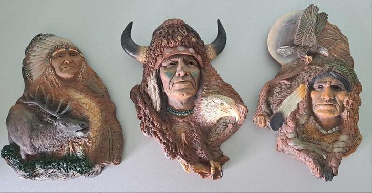 Neil J. Rose  indiaan beelden. Set v 3 sculpturen, Verzamelen, Beelden en Beeldjes, Nieuw, Ophalen