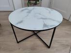 Salontafel met glazen tafelblad marmerlook -Westwing Antigua, Huis en Inrichting, Tafels | Salontafels, Ophalen, 100 tot 150 cm