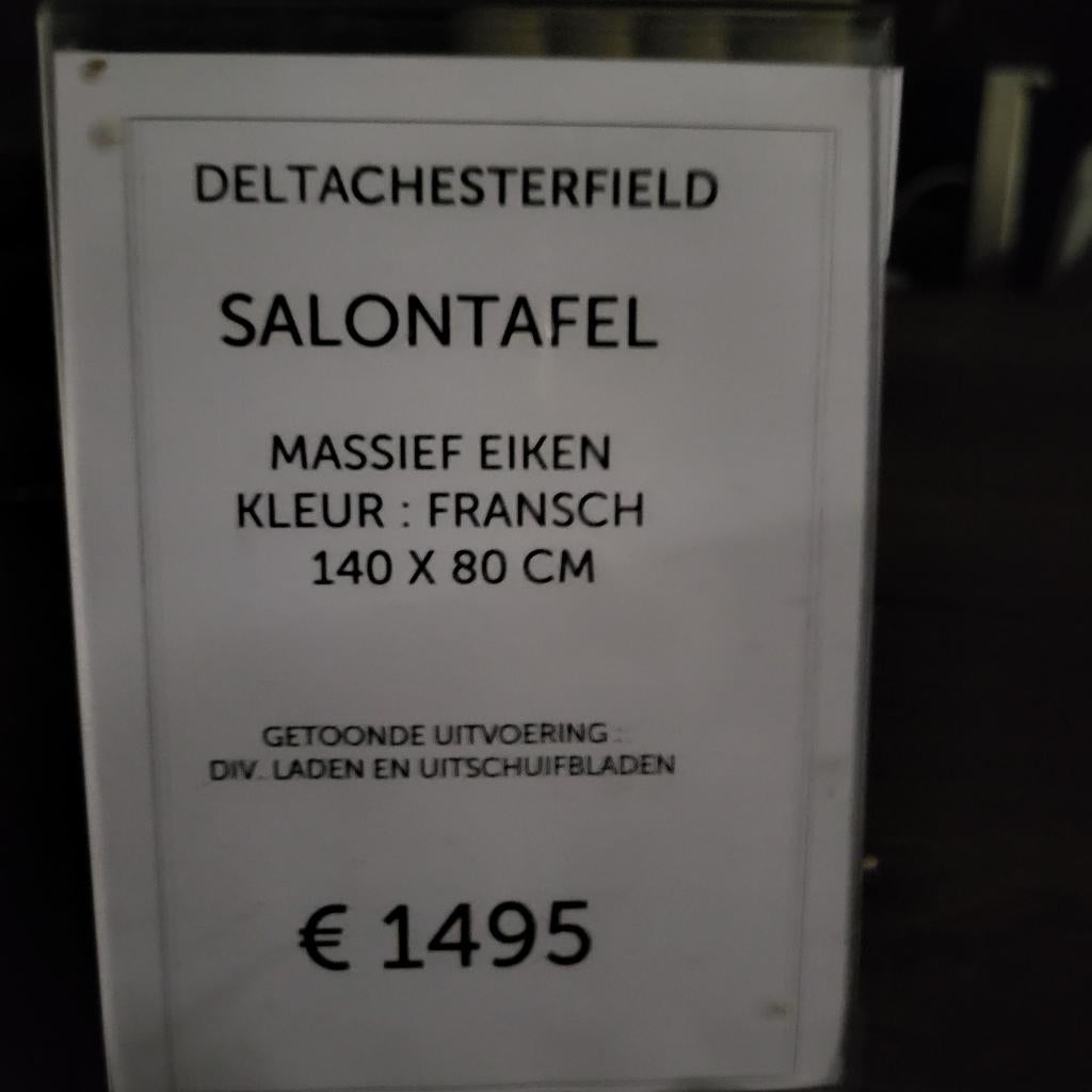 Salontafel massief eiken NIEUW showroommodel, Ophalen, Eikenhout, 100 tot 150 cm, 50 tot 100 cm
