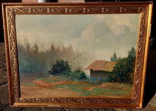 Jan Larij (1879-1963) Landschap met schuur, 1920, olieverf, Antiek en Kunst, Kunst | Schilderijen | Klassiek, Verzenden