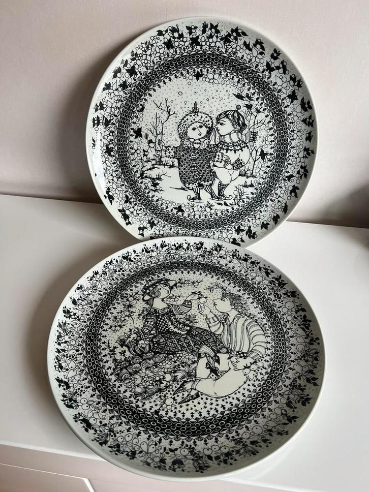 Vintage XXL Deens Bjorn Wiinblad Wandbord Herfst Winter P St, Antiek en Kunst, Antiek | Wandborden en Tegels, Ophalen of Verzenden