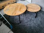 Set van 2 houten salontafels, Huis en Inrichting, Tafels | Salontafels, Minder dan 50 cm, Gebruikt, Rond, Minder dan 50 cm