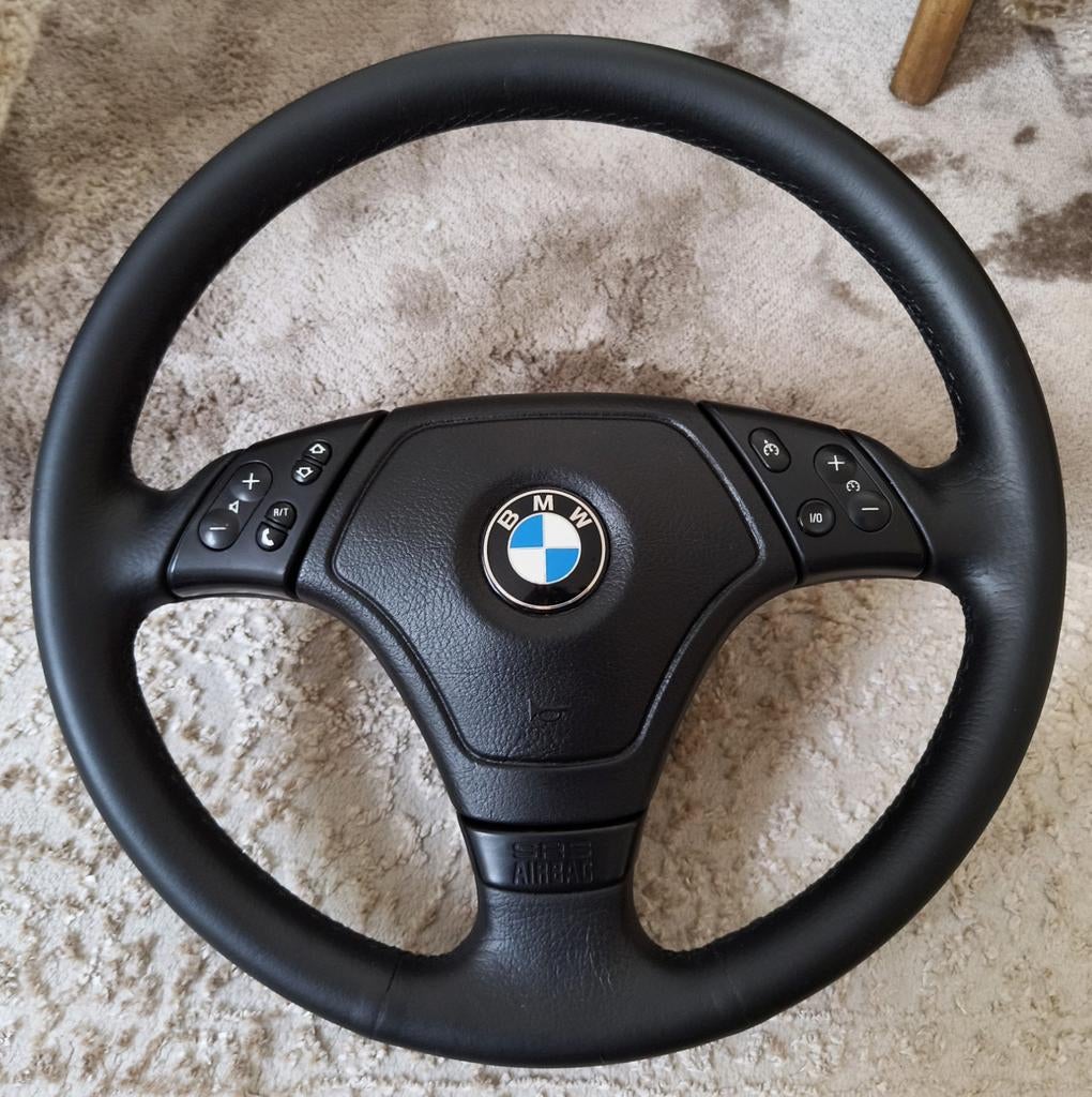 BMW E46 leren 3 spaaks multifunctionele stuur erg netjes, Auto-onderdelen, Besturing, BMW, Ophalen of Verzenden