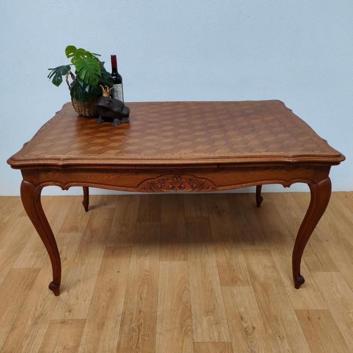 Vintage landelijke eettafel eetkamertafel uitschuifbaar 506, Huis en Inrichting, Tafels | Eettafels, Gebruikt, Rechthoekig, Eikenhout