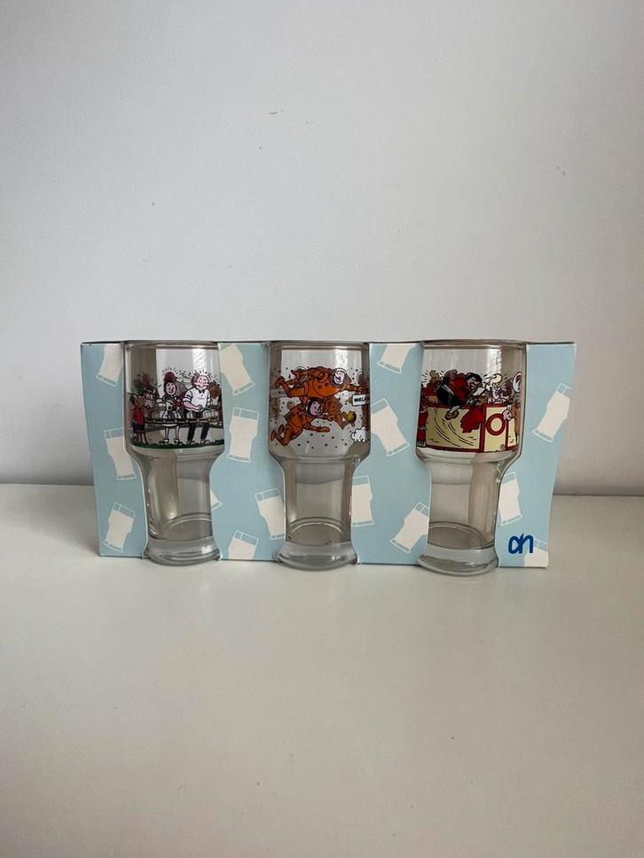 Oude Suske en Wiske glazen (in verpakking), Verzamelen, Glas en Borrelglaasjes, Zo goed als nieuw, Bierglas, Ophalen of Verzenden