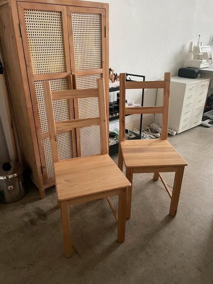 3 Ikea Ivar stoelen - onbehandeld grenen, Huis en Inrichting, Woonaccessoires | Kamerschermen, Gebruikt, Ophalen