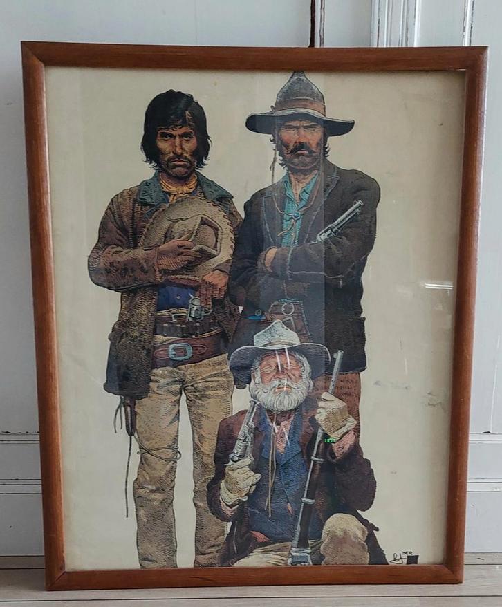 Jean Giraud 'Les Cowboys' Affiche 1972 - Blueberry, Antiek en Kunst, Kunst | Tekeningen en Foto's, Ophalen of Verzenden