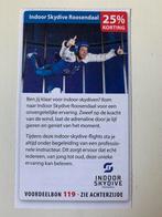 Indoor Skydive Roosendaal 25% korting, Tickets en Kaartjes, Drie personen of meer, Kortingsbon, Overige typen