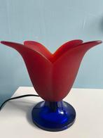 Vintage Vandeheg tafellamp tulp/bloem. Rood  blauw glas., Ophalen of Verzenden, Glas, Minder dan 50 cm