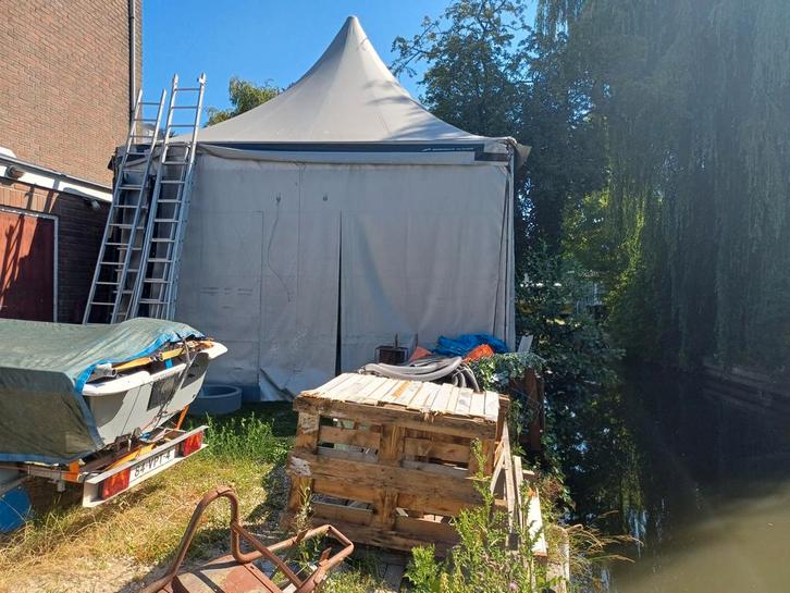 Pagode  tent professioneel 5 x 5 meter, Tuin en Terras, Tuinhuizen, Gebruikt, Schuur, Overige materialen, 500 cm of meer, 400 cm of meer