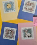 Pasen kaarten 6 borduurpatronen o.a. lammetje, kuiken, Ophalen, Nieuw, Handborduren, Patroon