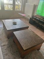 Pair of coffee tables with patterned top, Huis en Inrichting, Ophalen, 50 tot 100 cm, Rond, Zo goed als nieuw