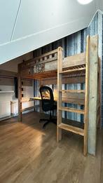 TE KOOP: Steigerhouten hoogslaper met bureau + lattenbodem, Ophalen, Eenpersoons, Zo goed als nieuw, 200 cm