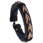 Lederen heren armband zwart met bruin, Sieraden, Tassen en Uiterlijk, Armbanden, Nieuw, Ophalen of Verzenden, Zwart