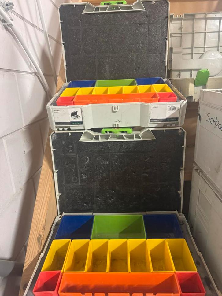 11 Festool Systainers - Diverse Maten en Sets, Doe-het-zelf en Verbouw, Gereedschapskisten, Gebruikt, Gevuld, Ophalen of Verzenden