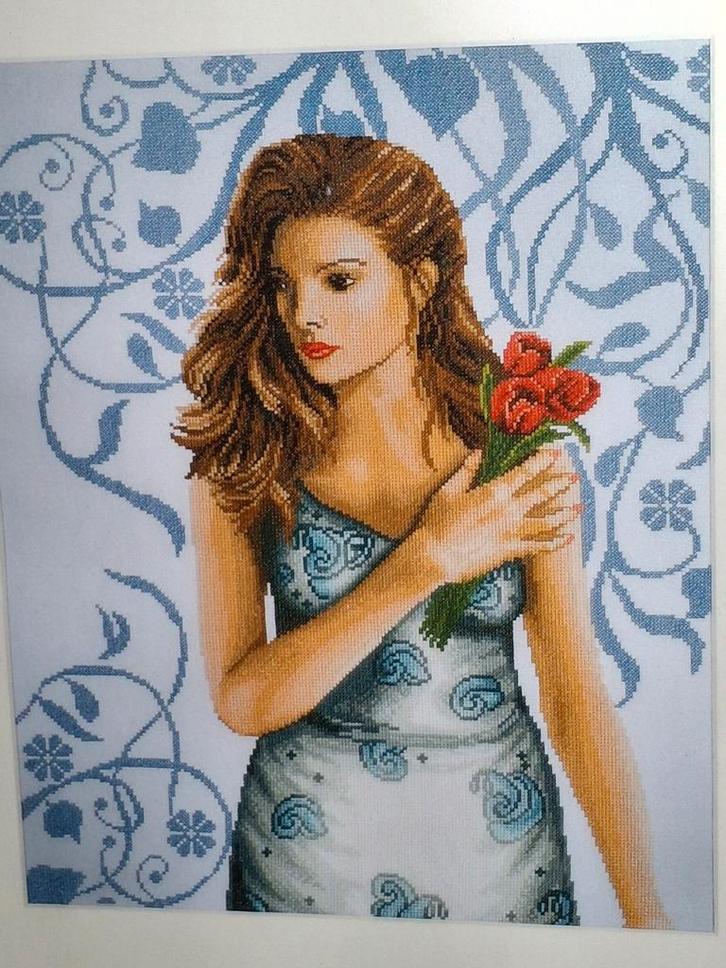 Lanarte Borduurpakket - Lady in Blue, Hobby en Vrije tijd, Borduren en Borduurmachines, Nieuw, Borduurpakket, Handborduren, Ophalen of Verzenden