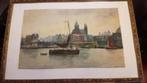 W.A. Knip (1883-1967) aquarel stadsgezicht Amsterdam., Ophalen