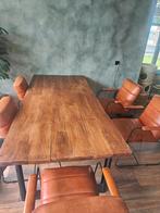 Eettafel 220cm - industrieel + 6 eettafel stoelen, Huis en Inrichting, Tafels | Eettafels, Ophalen, Gebruikt, 100 tot 150 cm, 200 cm of meer