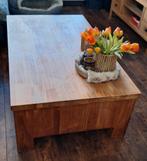 Teak salontafel met manden, Huis en Inrichting, Tafels | Salontafels, Ophalen, Gebruikt, 100 tot 150 cm, Teakhout