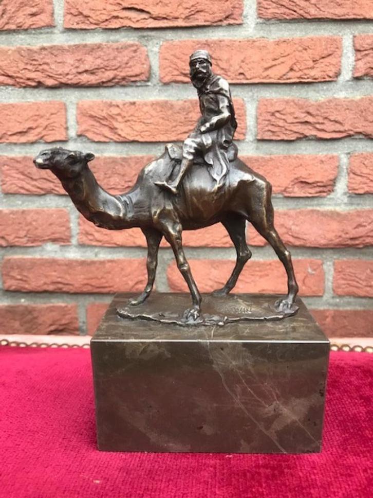 Oriëntaals bronzen beeld, reiziger op dromedaris, Antiek en Kunst, Antiek | Koper en Brons, Brons, Ophalen of Verzenden